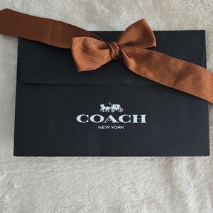 EUC Coach Envelope Gift Bag Black With Brown Bow And Receipt Envelope Included